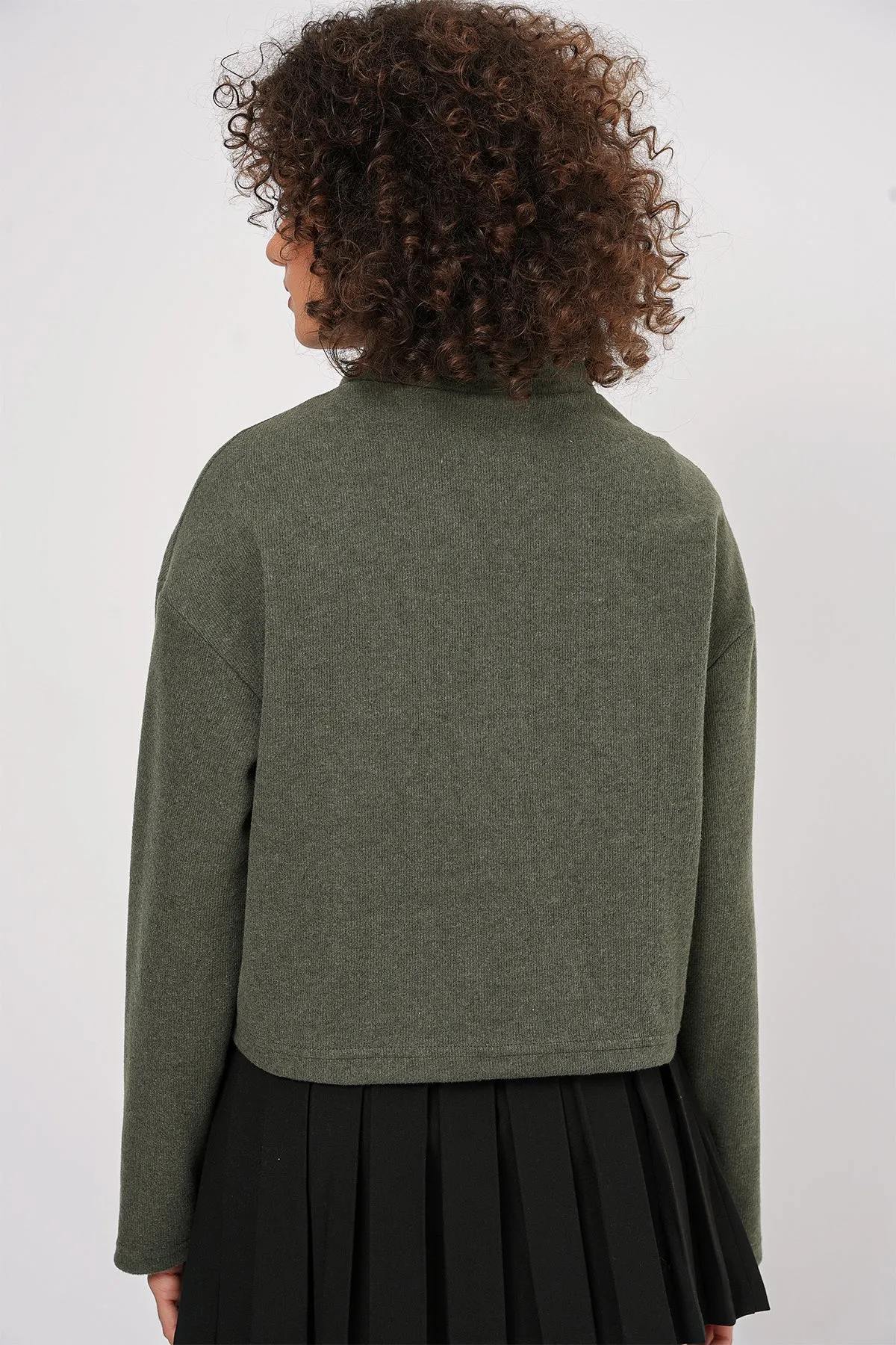 55449 fermuarli yaka örme sweatshirt
