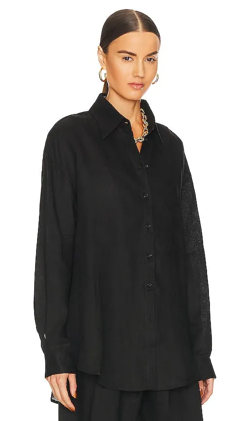 AEXAE Linen Woven Shirt in Black