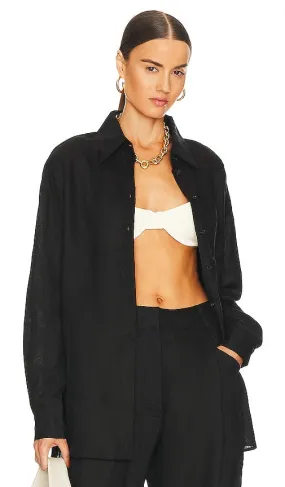 AEXAE Linen Woven Shirt in Black