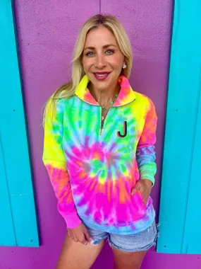 Aqua Swirl Embroidered Initial Quarter-Zip Pullover (2XL-5XL)