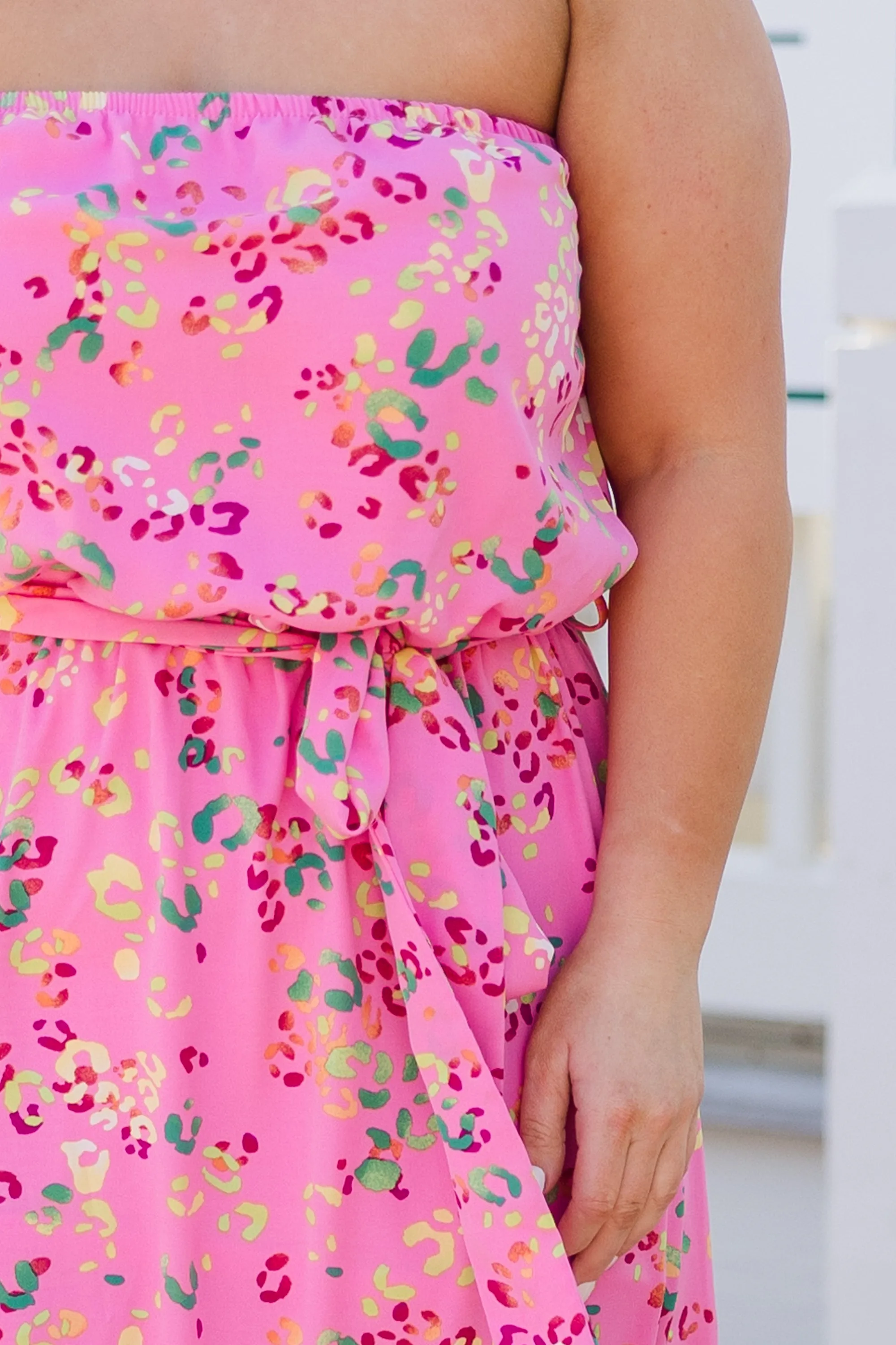 Bloom With Good Vibes Dress, Pink/Green