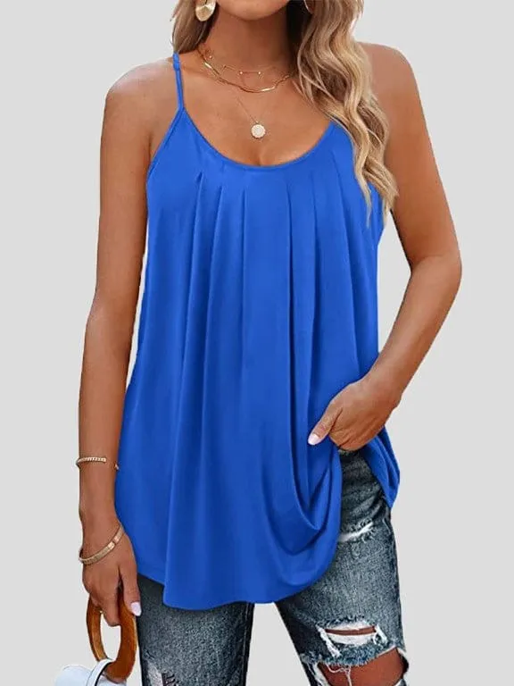 Casual Loose Fit Pleated Cami