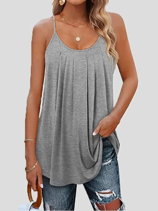 Casual Loose Fit Pleated Cami