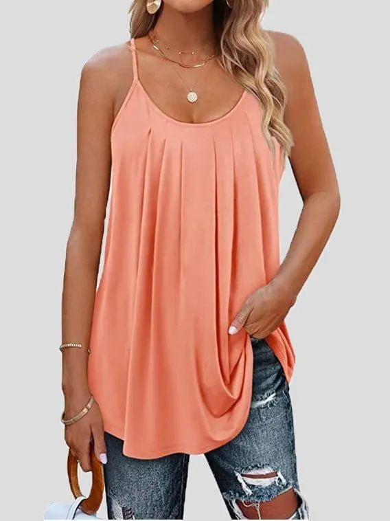 Casual Loose Fit Pleated Cami