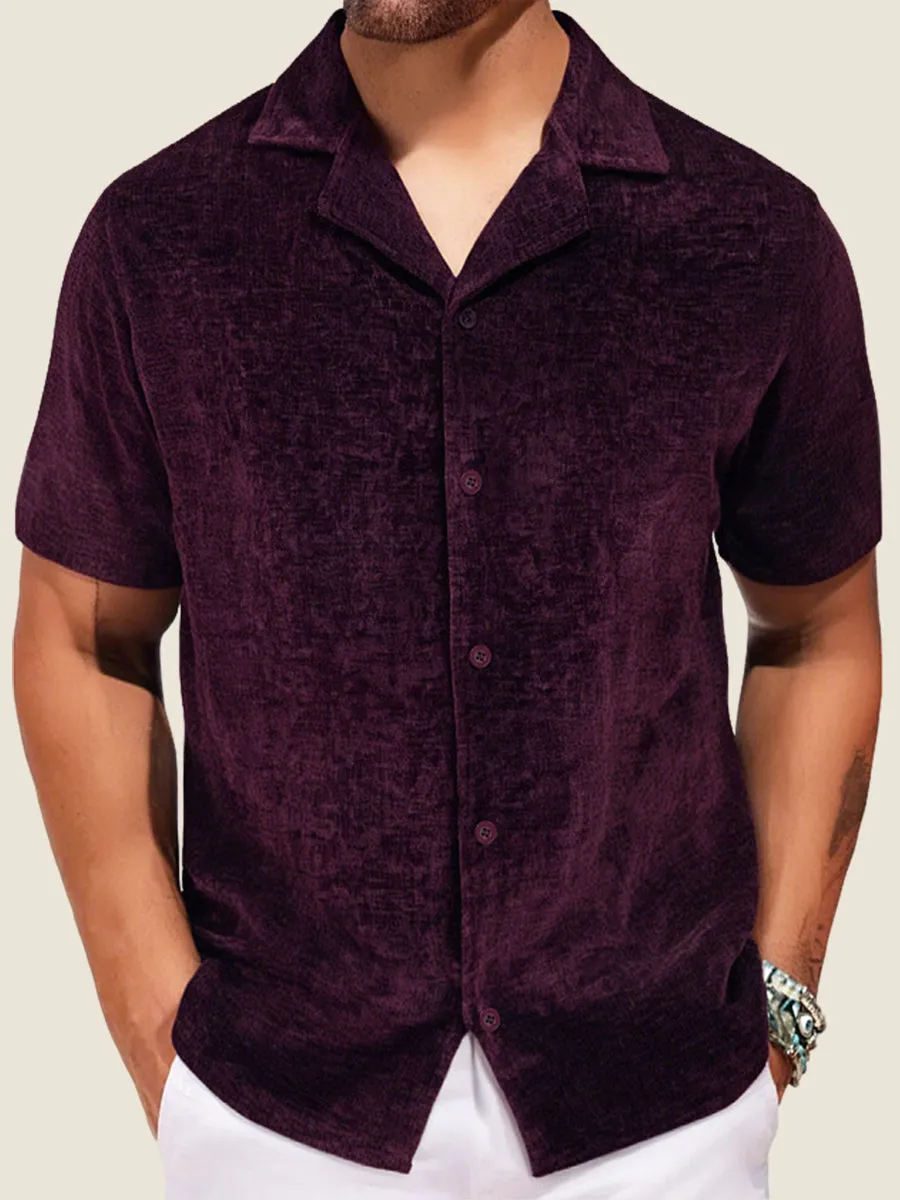 Chenille Short Sleeve Casual Shirt