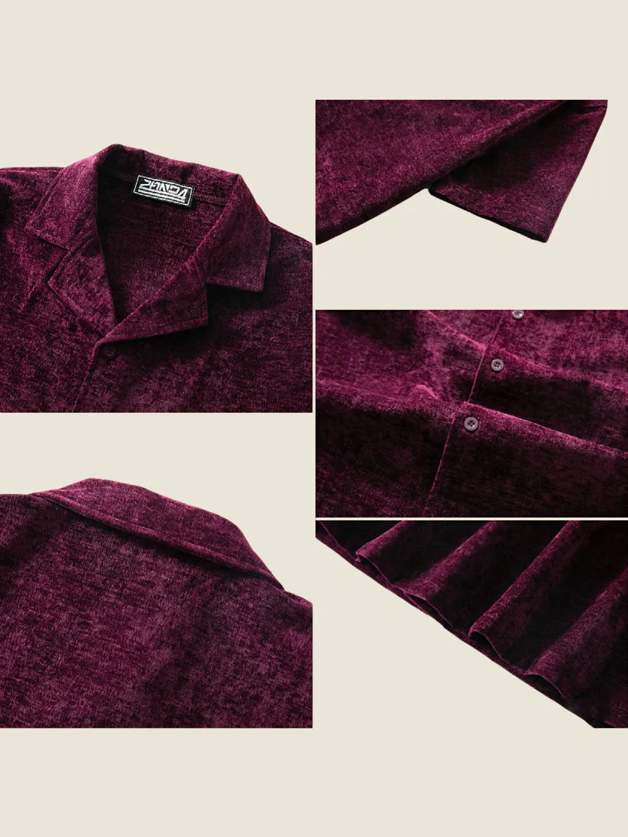 Chenille Short Sleeve Casual Shirt