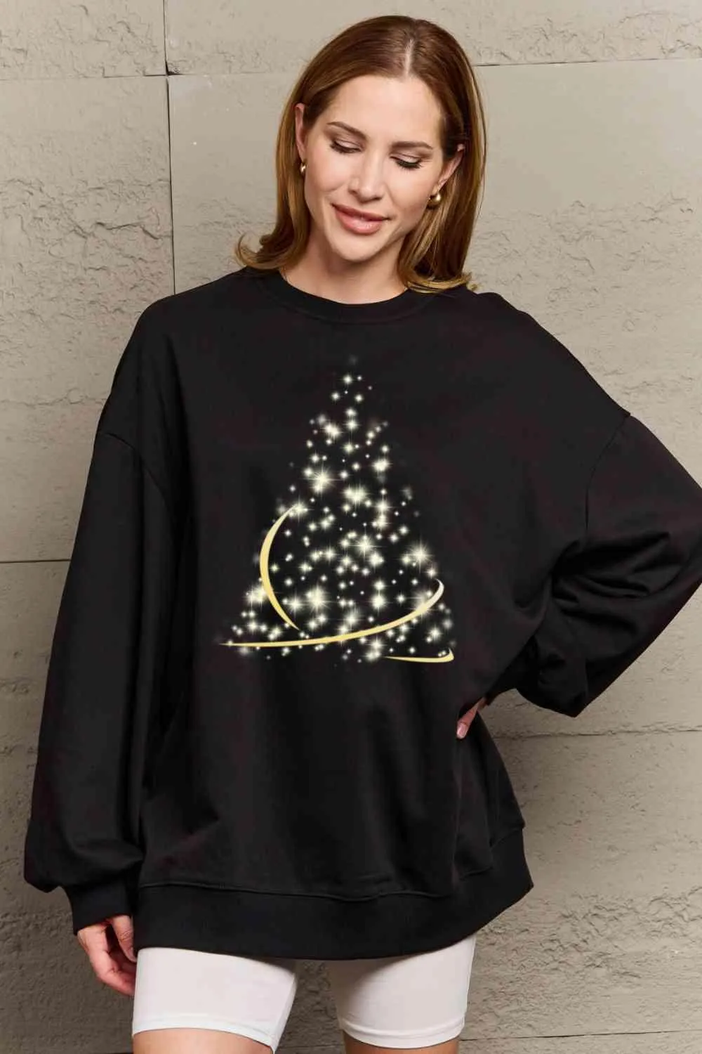 Cozy Affection Oversized Graphic Crewneck Sweater