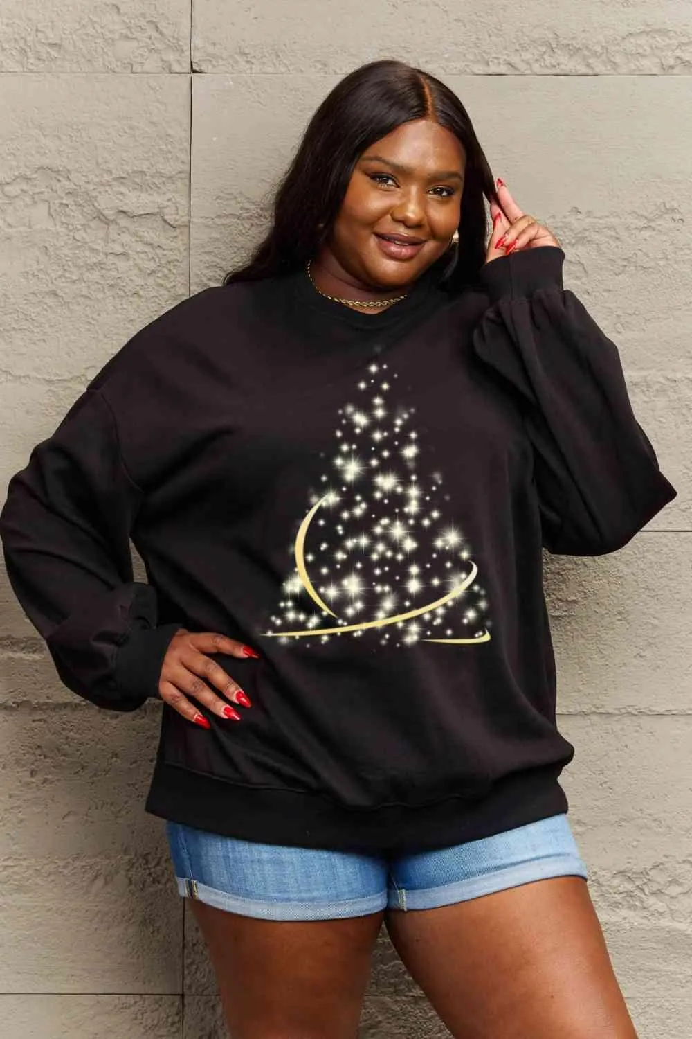 Cozy Affection Oversized Graphic Crewneck Sweater
