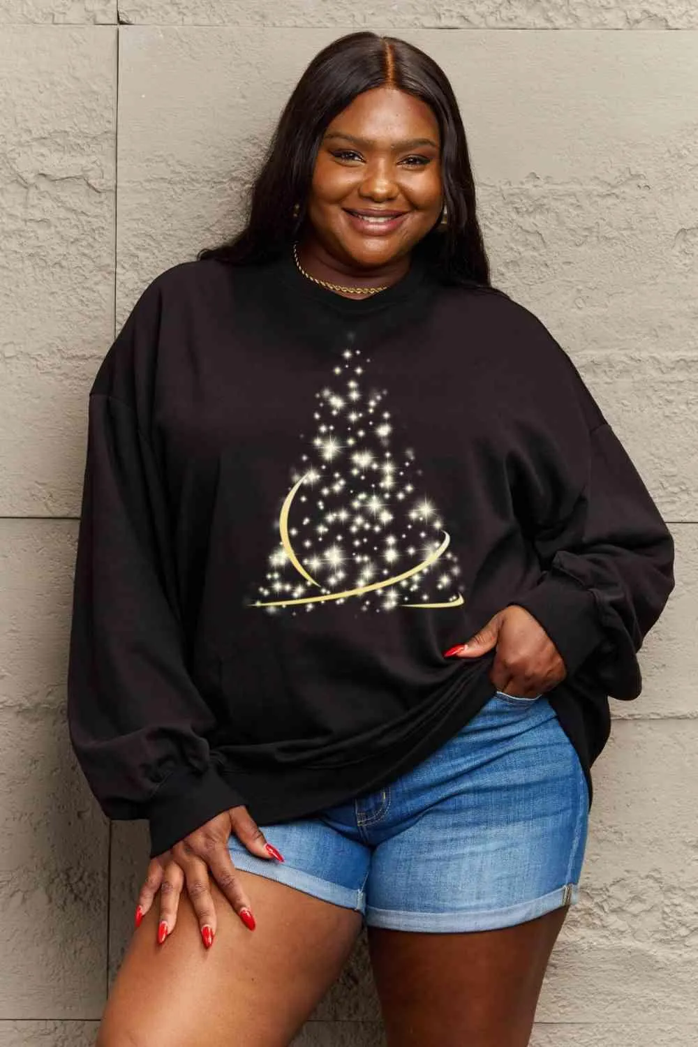 Cozy Affection Oversized Graphic Crewneck Sweater