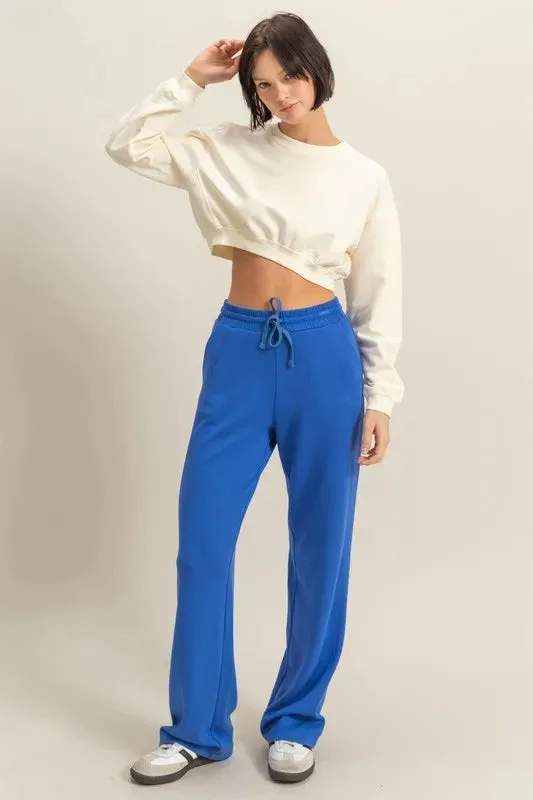 Cream Crew Neck Long Sleeve Crop Sweatshirt