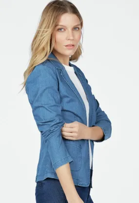 Denim Jacket / Blue Jean Blazer / One Button Jacket / Minimal Jacket / Women Denim Jacket   B243016