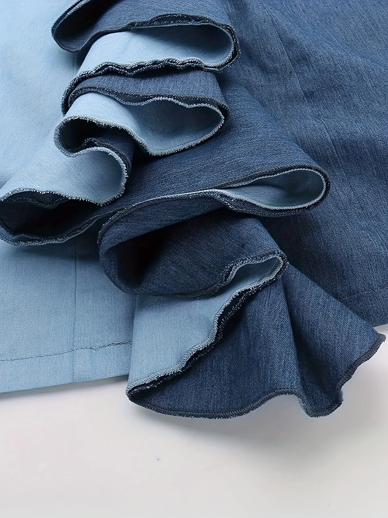Denim Strapless Ruffle Classy Elegant  Mini Dress
