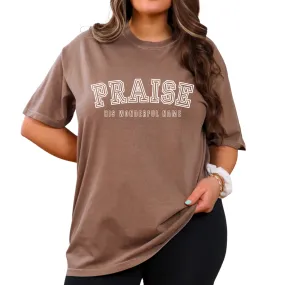 Eddy and Rita Women's Comfort Colors T-Shirt - "Praise His Wonderful Name" Soft Cotton Christian Graphic Tee