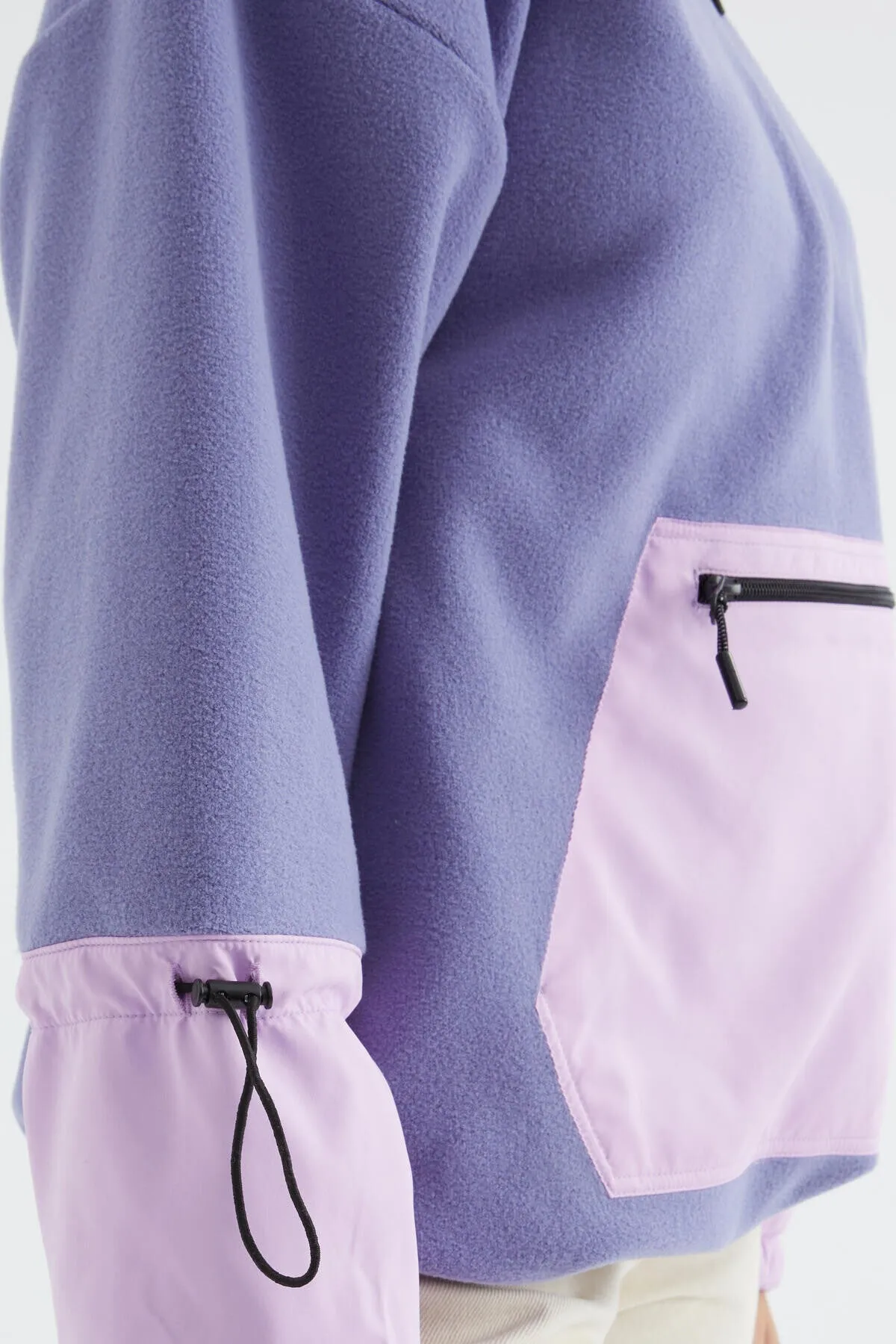 etek ucu büzgülü yarim fermuarli oversize kadin polar sweatshirt - 97238