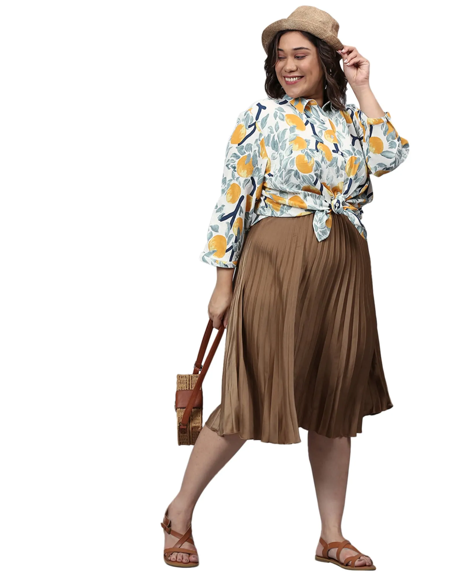 Floral Printed Shirt Style Top | White