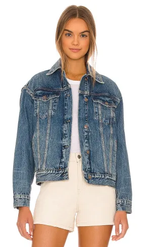 Free People Jolene Denim Trucker Jacket in Blue