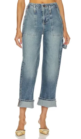 Free People Major Leagues Mid Rise Cuffed Jean in Denim-Medium