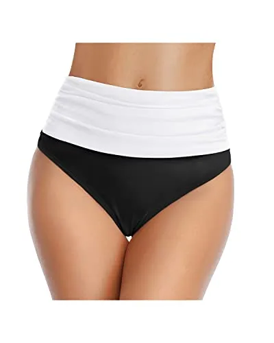 High Waisted Bikini Bottom Tummy Control Ruched Swim Bottom for Women