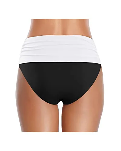 High Waisted Bikini Bottom Tummy Control Ruched Swim Bottom for Women