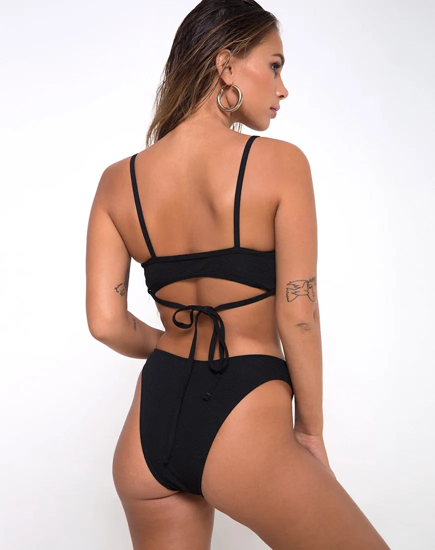Ina Top Bikini in Textured Black
