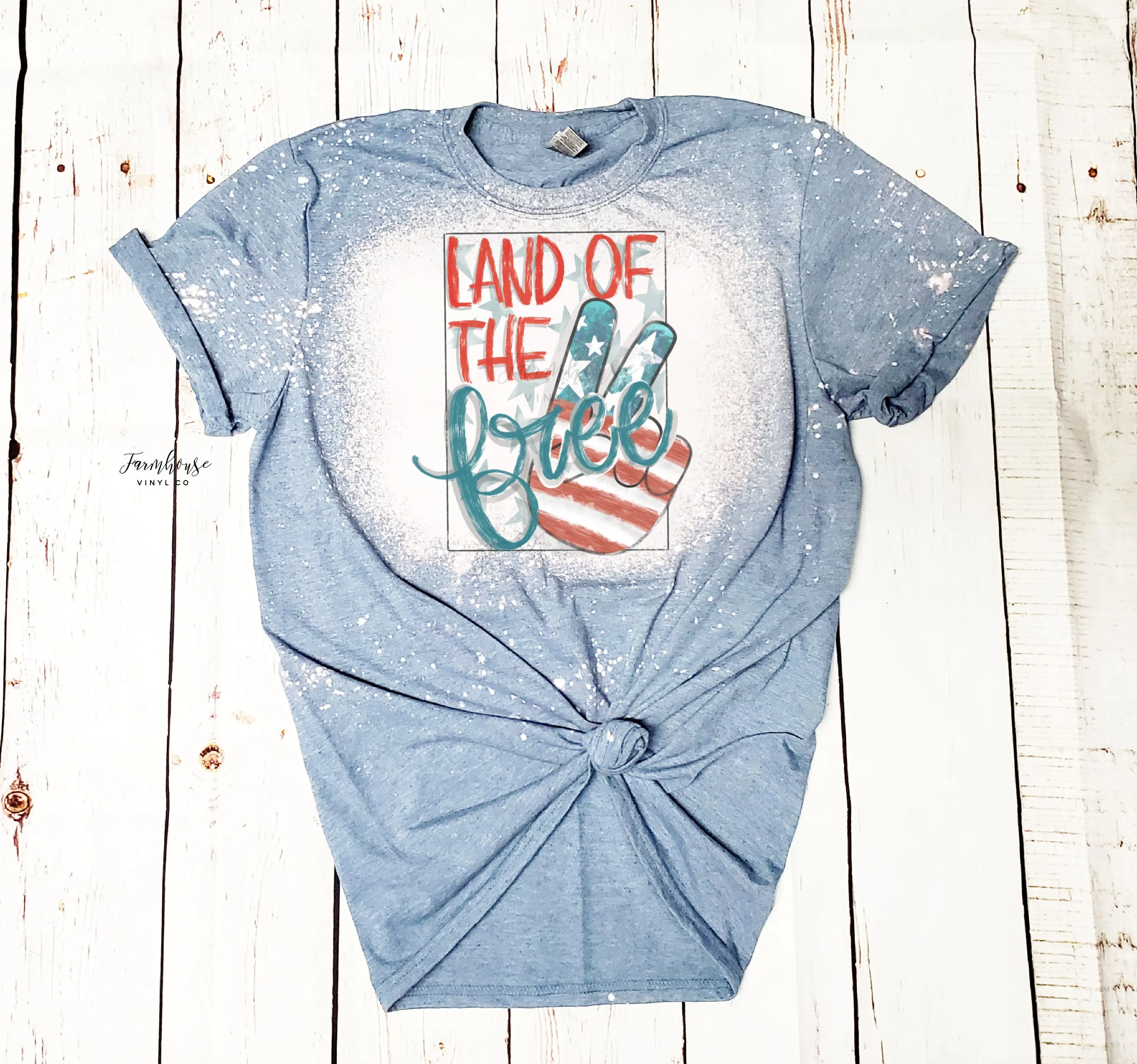 Land of the Free Stars and Stripes Bleached Shirt