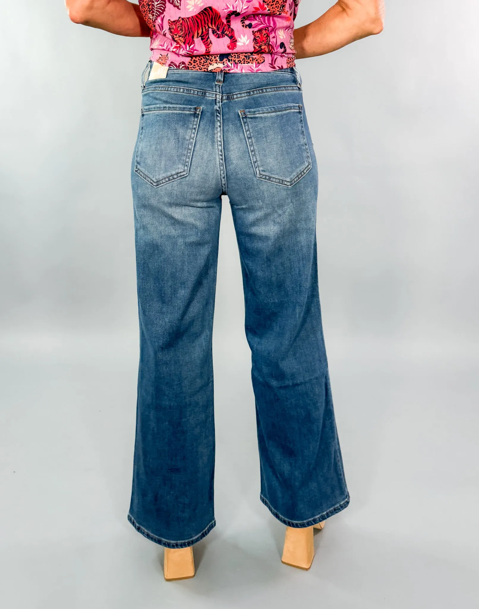 Meg Superb Ruffle Pocket Wide Leg Jean