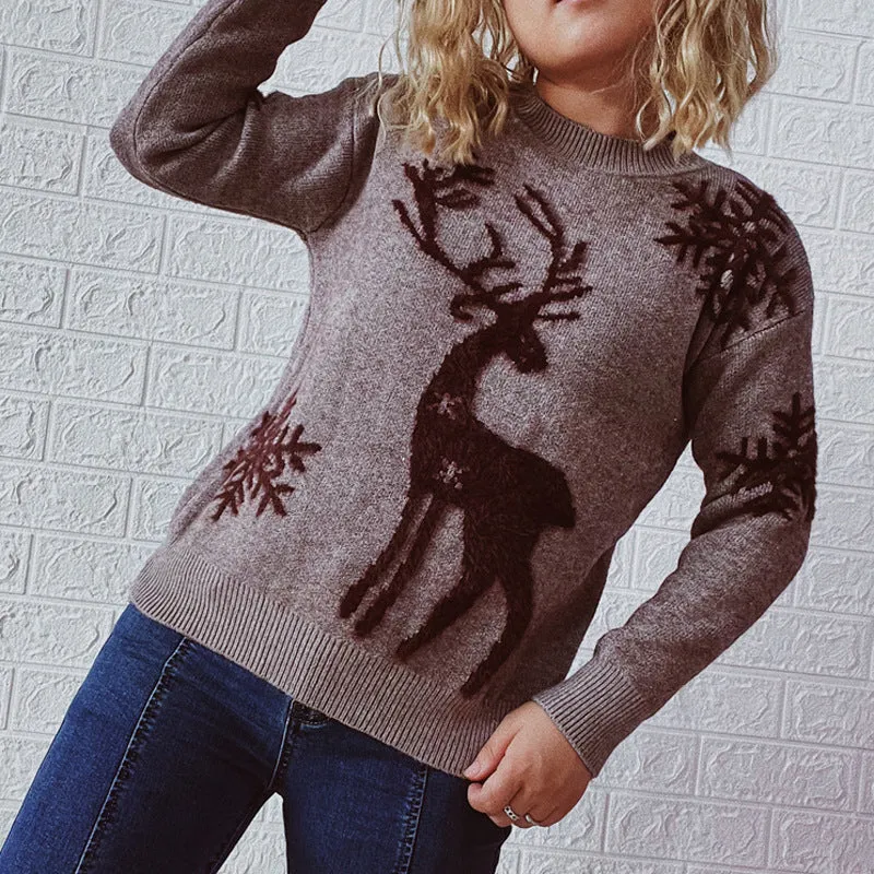 Melanie Christmas O-neck Knitted Women Sweater