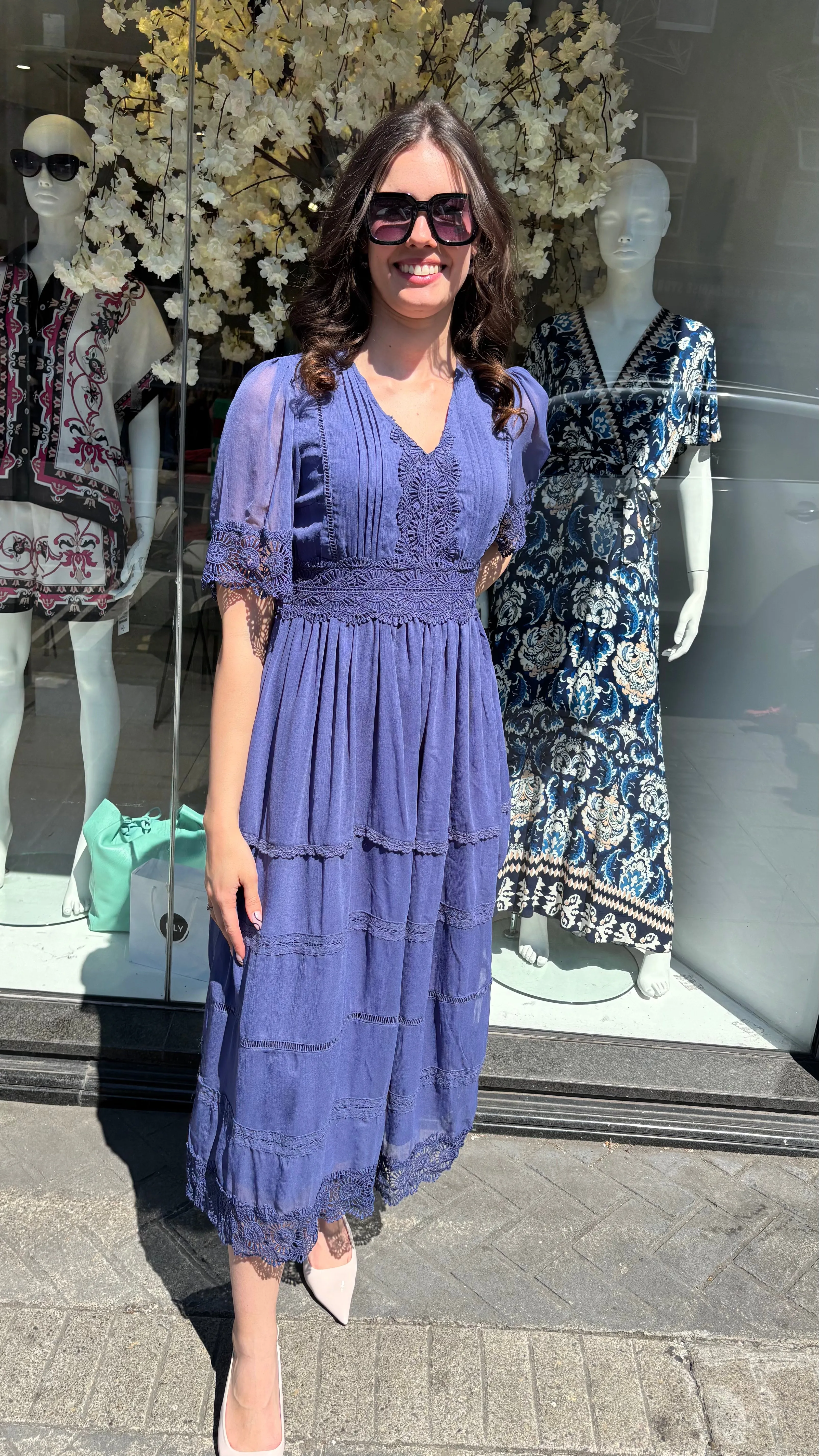 Mollie 2/4 Long Dress - Navy