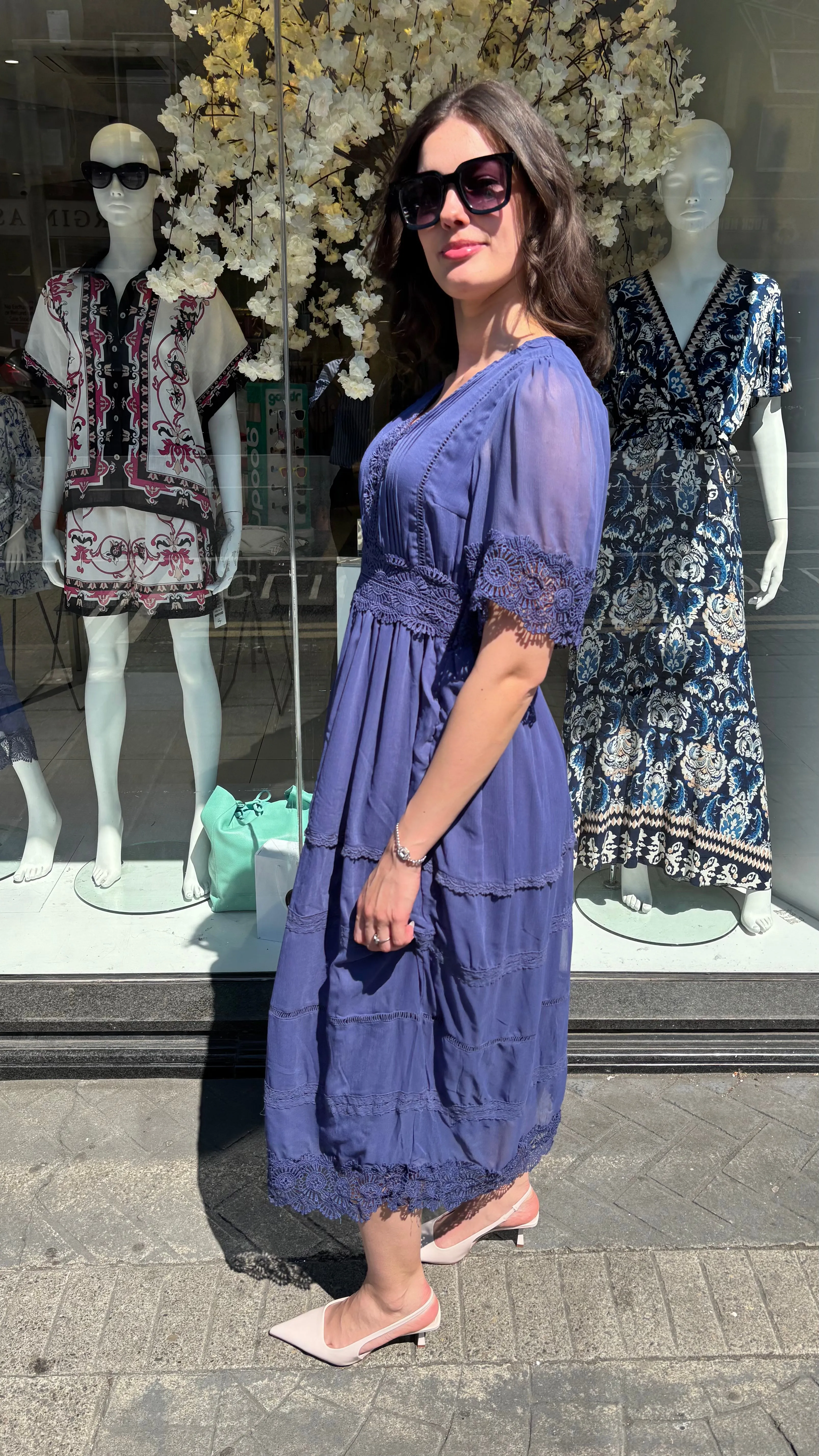 Mollie 2/4 Long Dress - Navy