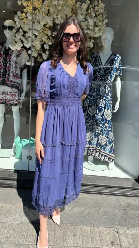 Mollie 2/4 Long Dress - Navy