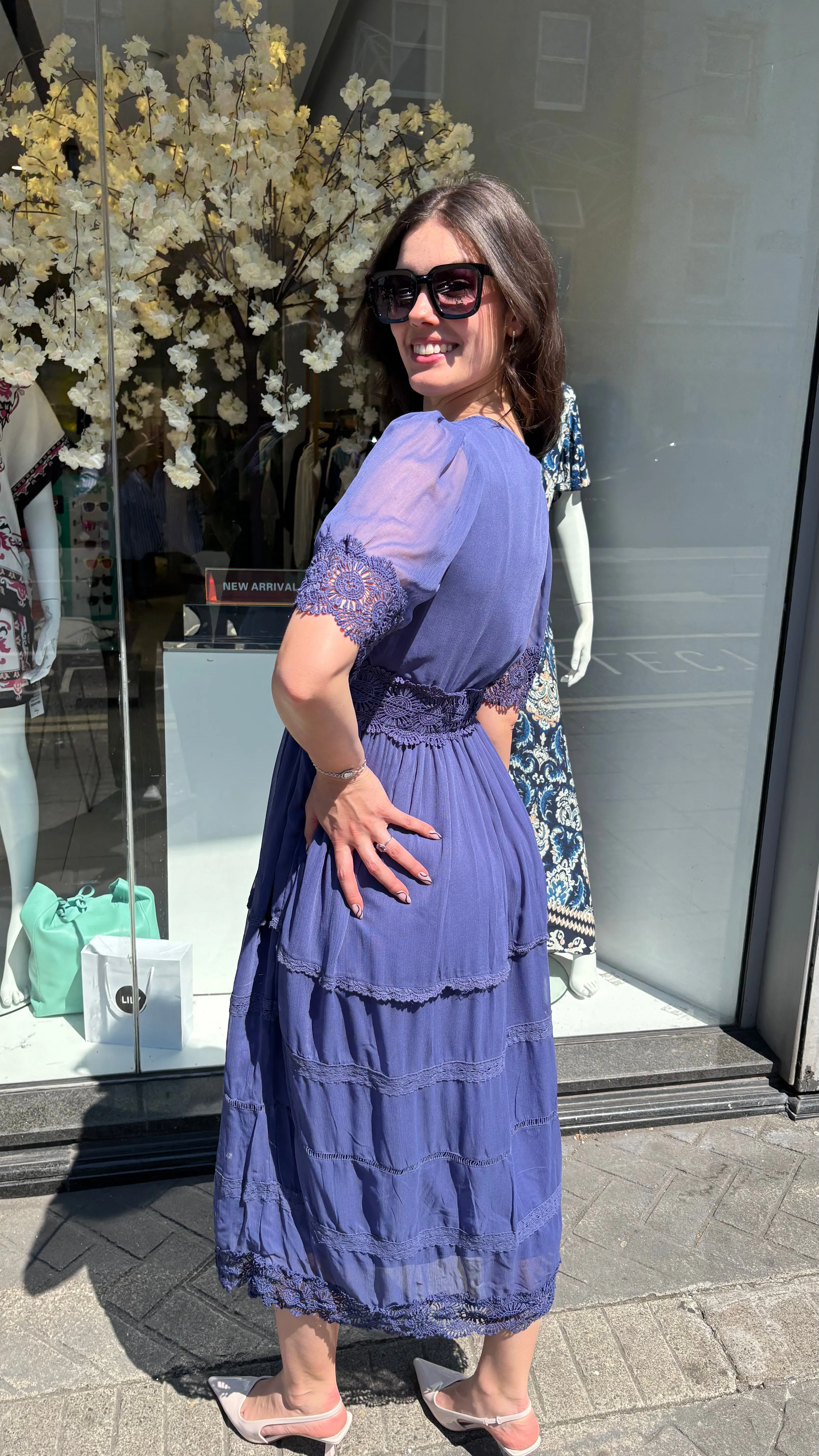 Mollie 2/4 Long Dress - Navy
