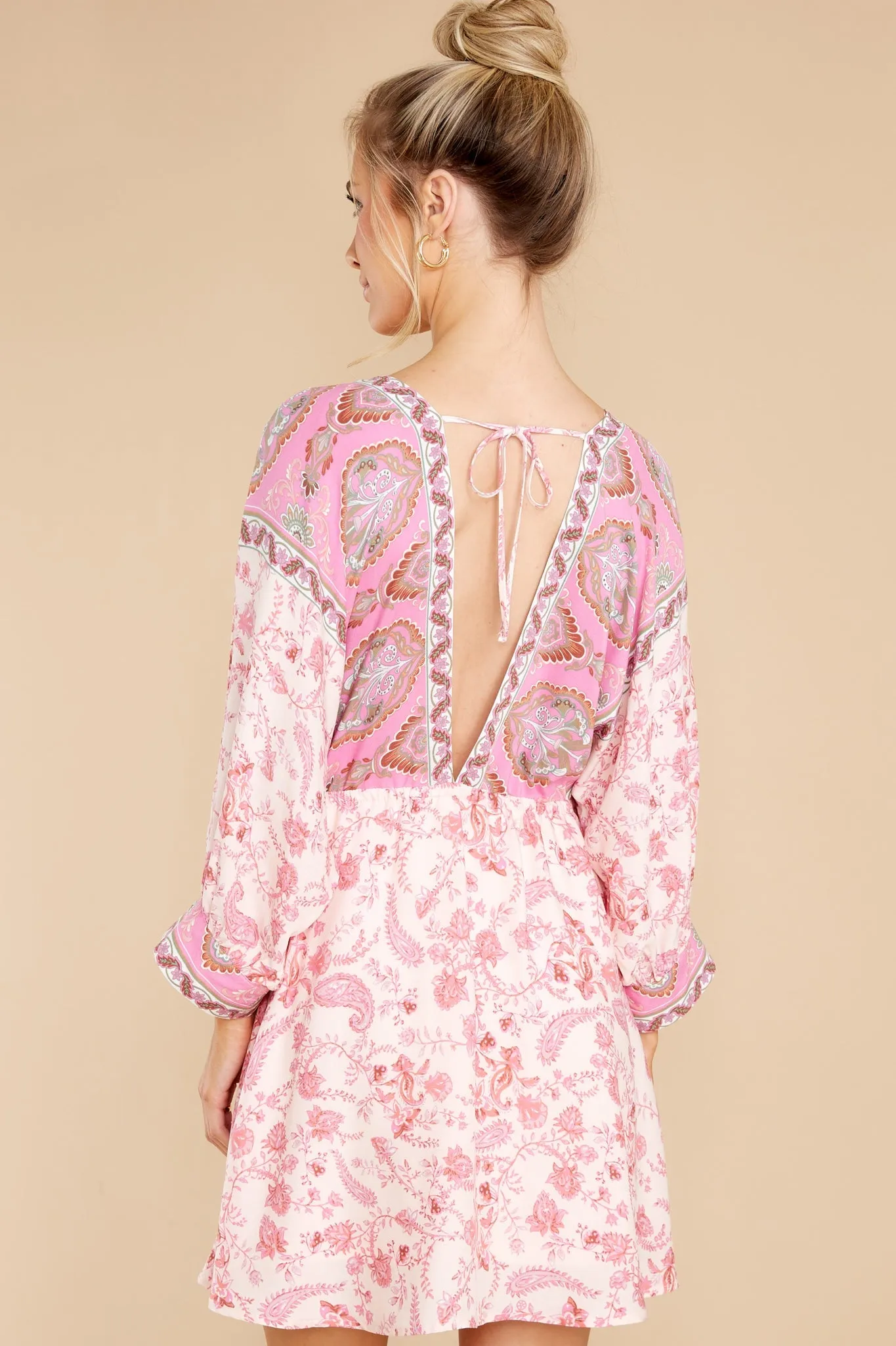 My Heart's Calling Pink Multi Print Dress