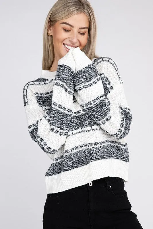 NUVI APPAREL Two Tone Drop Shoulder Sweater