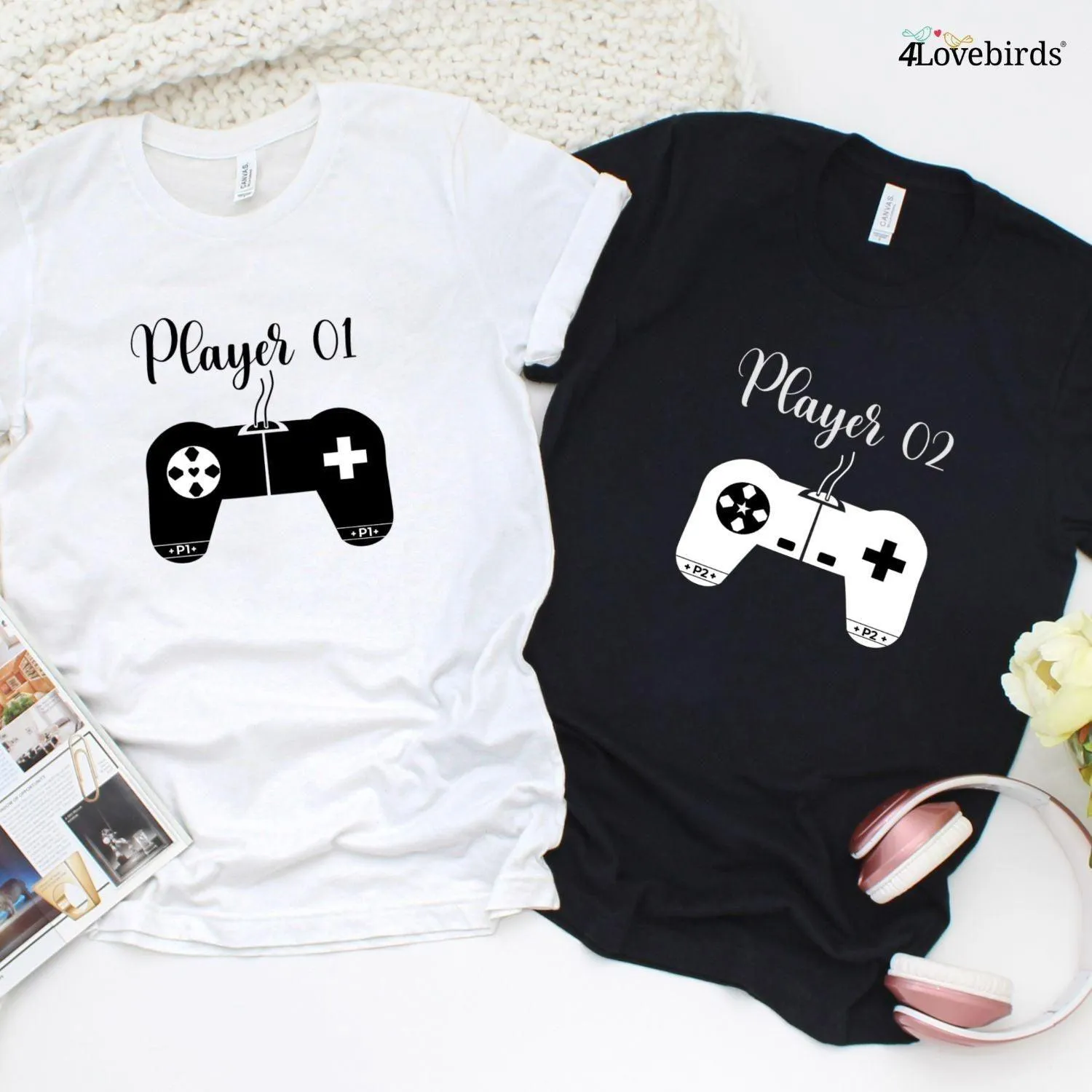 Player 1 and Player 2 Gamer Couples Matching Set - Perfect for Couple Outfits!