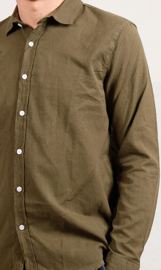 R206395-R206395 - Button-Up Shirt - Olive Green