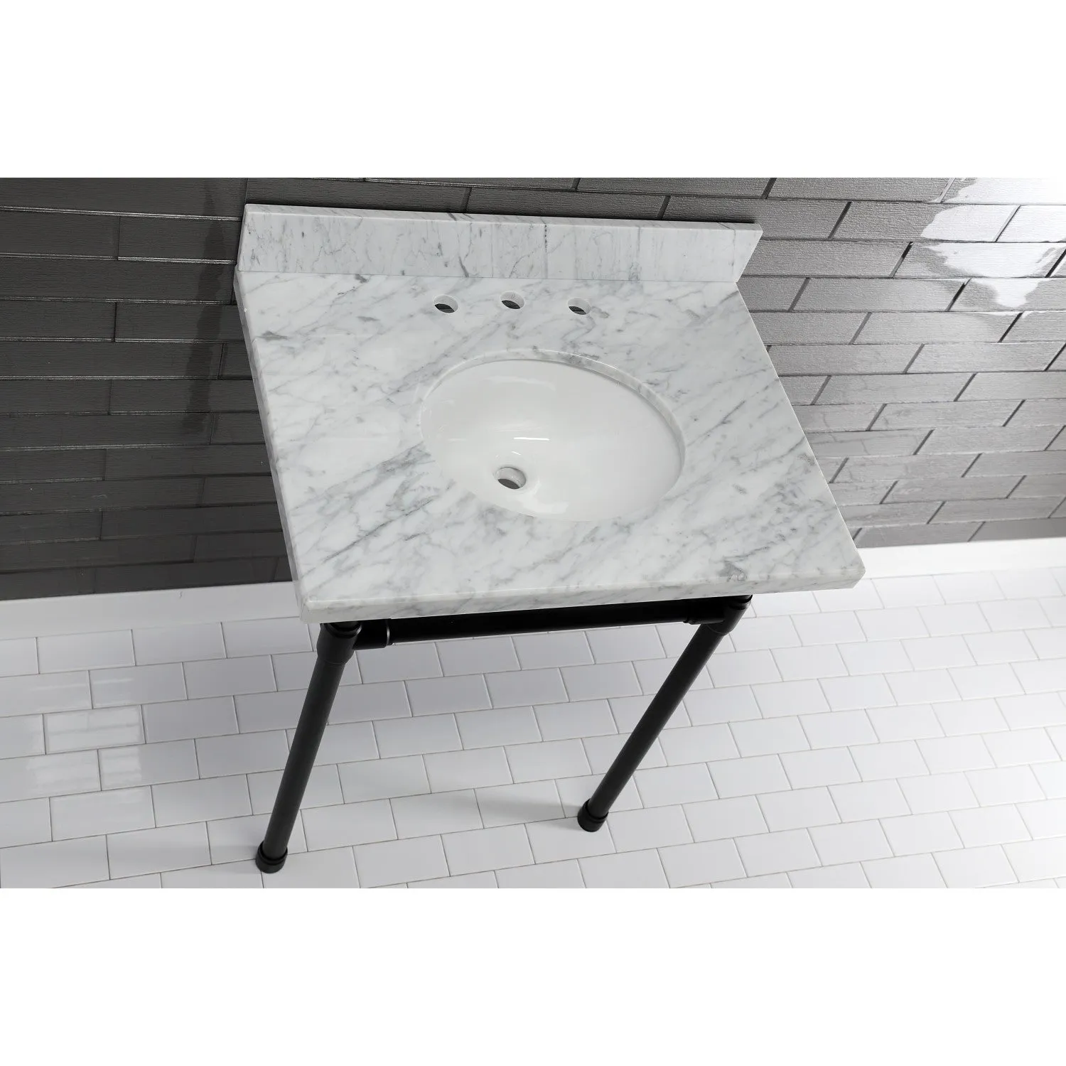 Templeton KVPB3022M38 Marble Vanity Sink Top, Carrara Marble