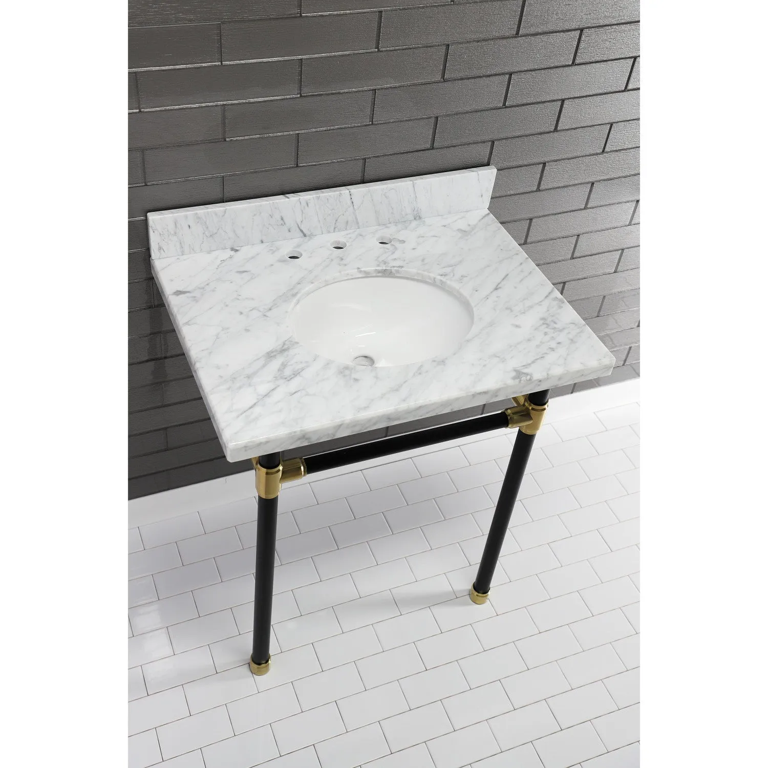 Templeton KVPB3022M38 Marble Vanity Sink Top, Carrara Marble