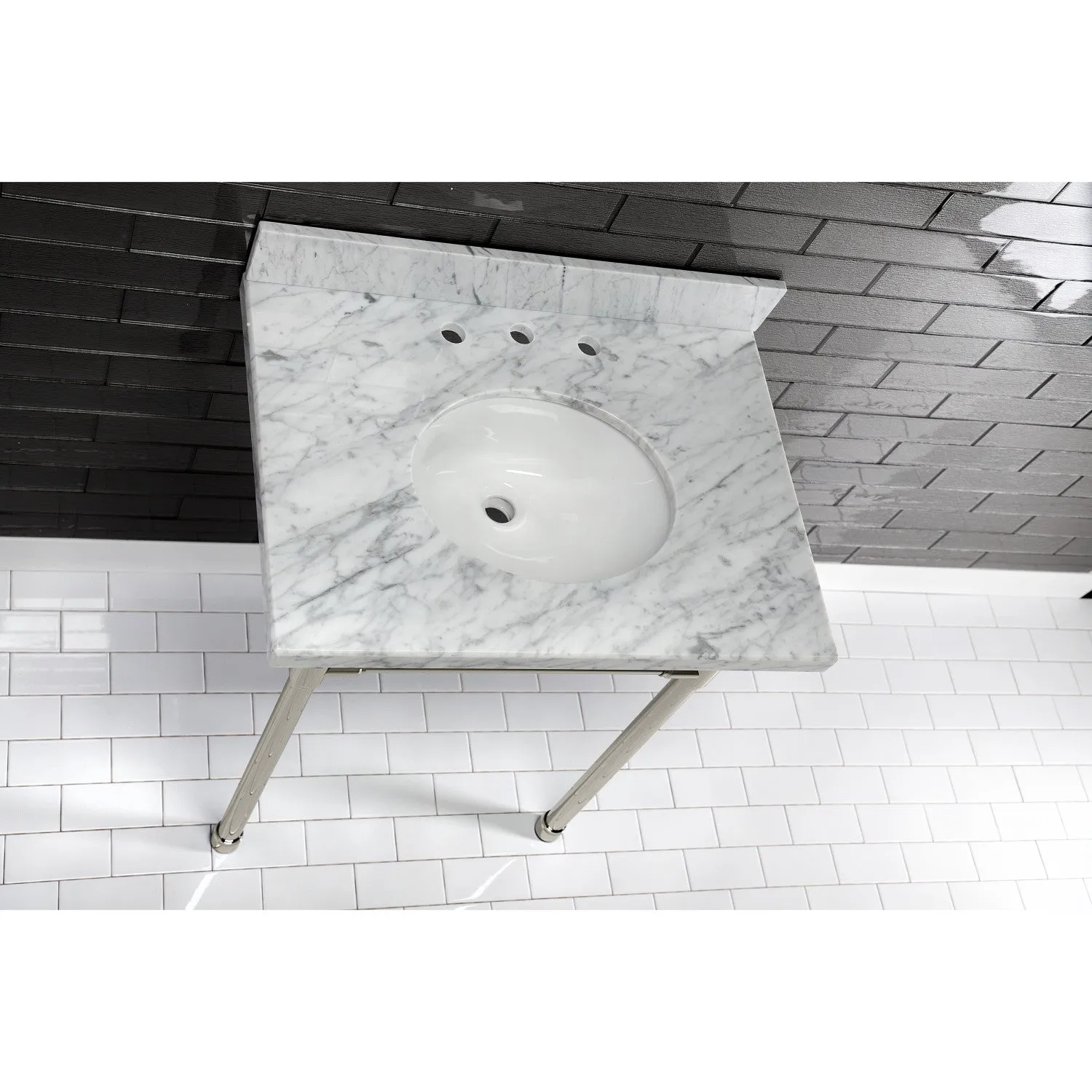 Templeton KVPB3022M38 Marble Vanity Sink Top, Carrara Marble