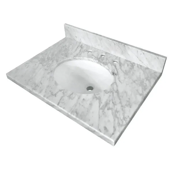 Templeton KVPB3022M38 Marble Vanity Sink Top, Carrara Marble