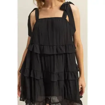 Tie Strap Ruffle Mini Dress