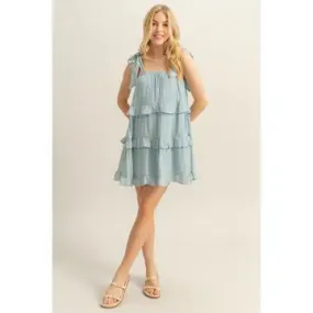 Tie Strap Ruffle Mini Dress