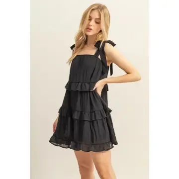 Tie Strap Ruffle Mini Dress