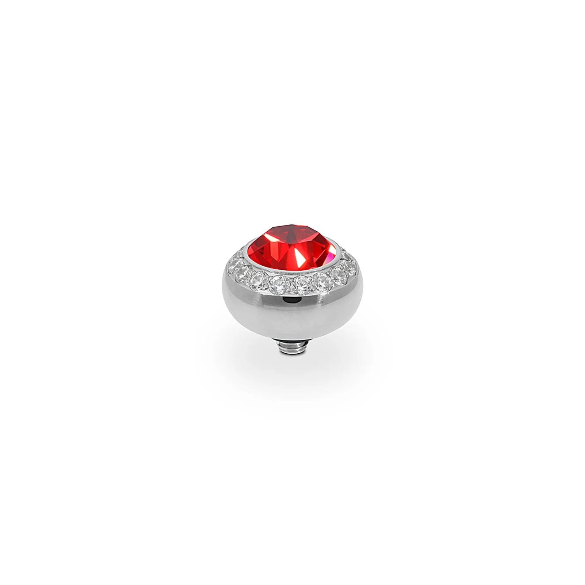 Tondo Deluxe Silver and Scarlet Ring Gem Top, 10mm
