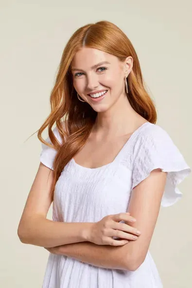 TR1408o Lined Ruffle Sleeves Dress