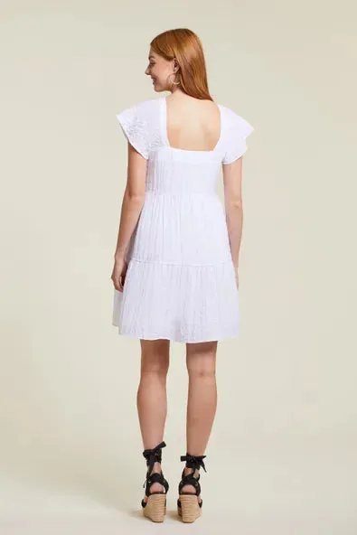 TR1408o Lined Ruffle Sleeves Dress