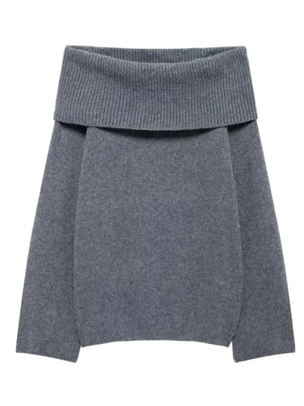 Trendy Off-Shoulder Knit Sweater for Cool, Casual Days