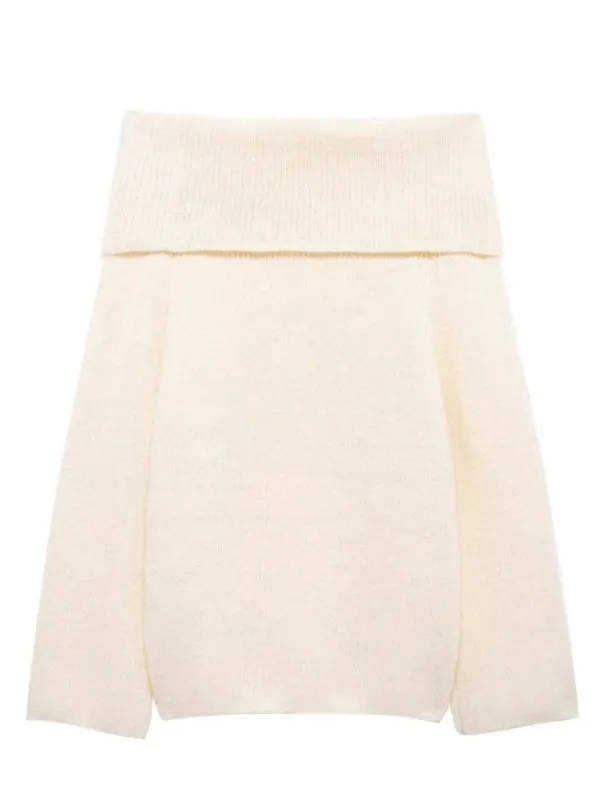 Trendy Off-Shoulder Knit Sweater for Cool, Casual Days