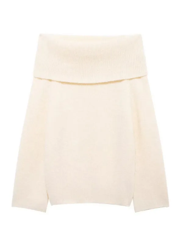 Trendy Off-Shoulder Knit Sweater for Cool, Casual Days