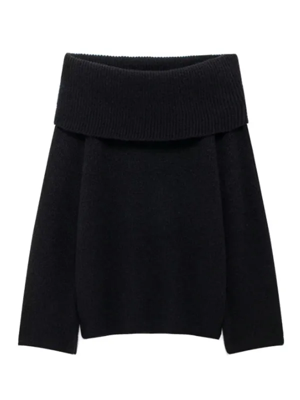 Trendy Off-Shoulder Knit Sweater for Cool, Casual Days