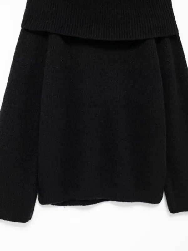Trendy Off-Shoulder Knit Sweater for Cool, Casual Days